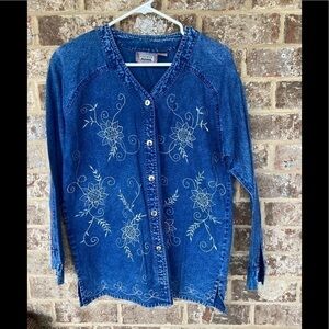 Premier International blue denim shirt silver Vintage